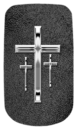 DAROYAL-517-SL-SH-BK Silver 3 Crosses Shimmer Black Background